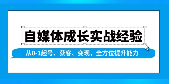 （13963期）自媒体成长实战经验，从0-1起号、获客、变现，全方位提升能力-墨韵博客