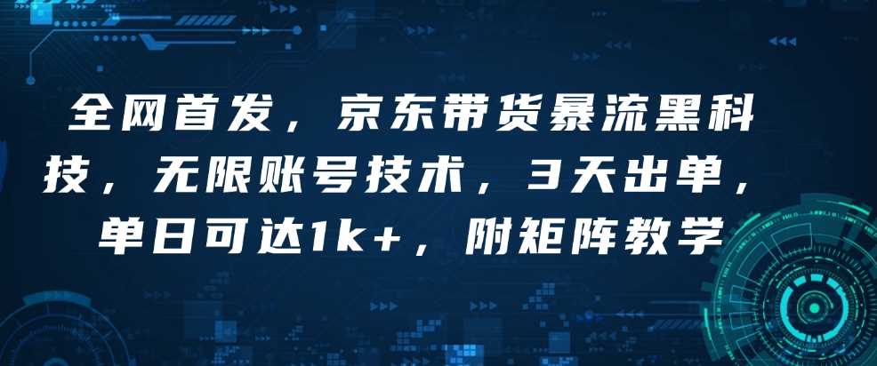 全网首发，京东带货暴流黑科技，无限账号技术，3天出单，单日可达1k+，附矩阵教学【揭秘】-墨韵博客
